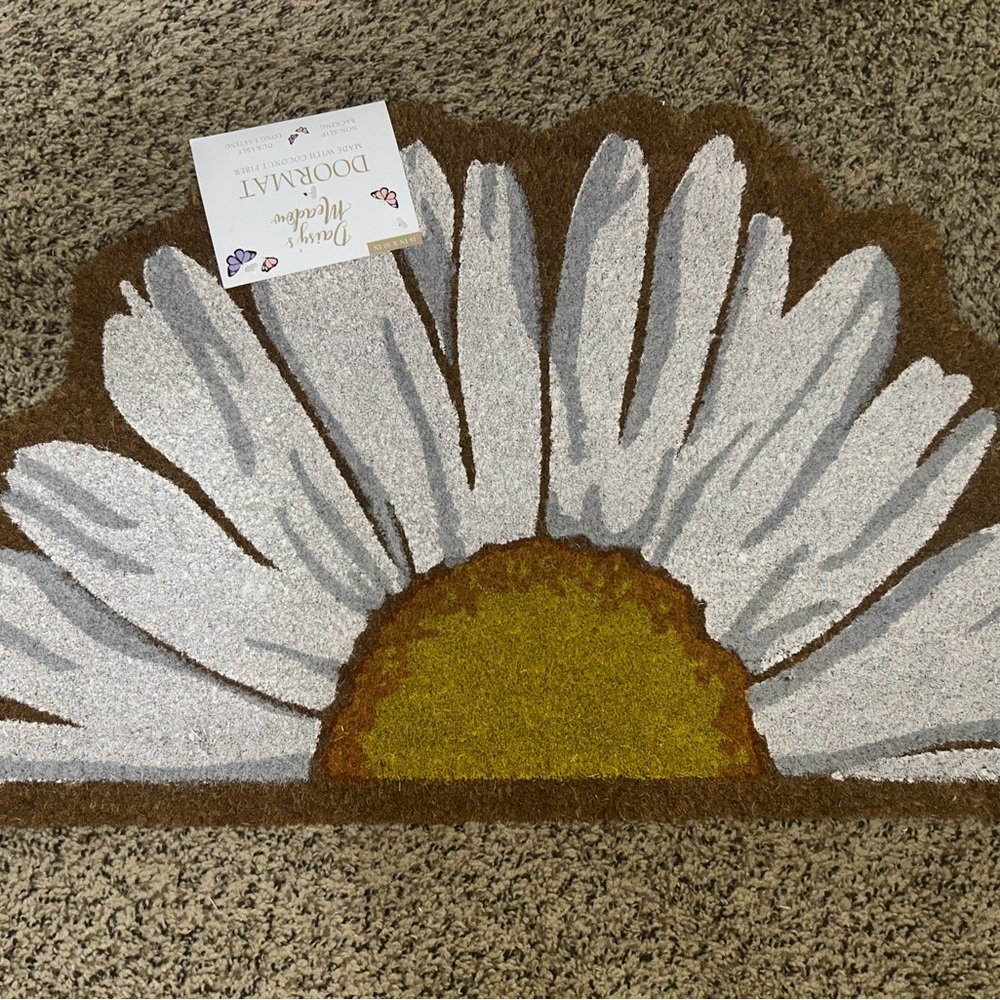 Daisy Doormat - Brown, White, Yellow